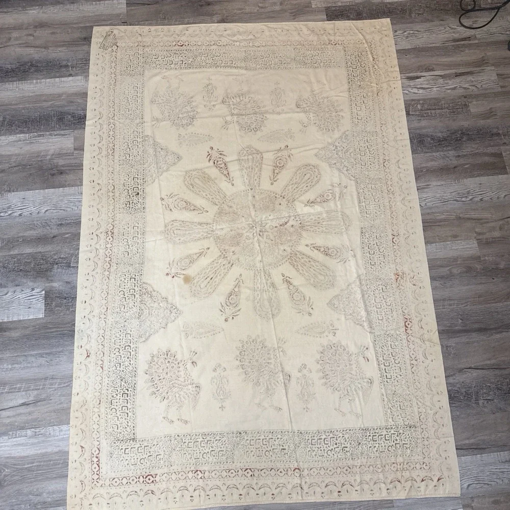 Large VTG Judaica Hebrew Priestly‎ Blessing Peacock Tapestry Wall Hanging 87x58
